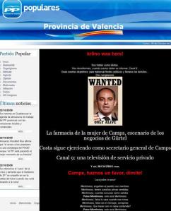 La web del PP de Valencia, pirateada